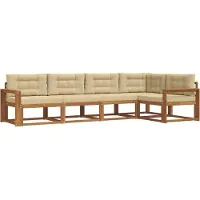 vidaXL Buiten bank set 5 st Natuurlijk en Beige