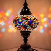 Halay Turkse tafellamp met 13 cm kleurrijk mozaïekglas - Oosterse lamp voor sfeervolle verlichting