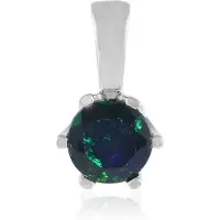 Cavill - 0 448 ct Ethiopische Mezezo Opaal Hanger - 925 Sterling Zilver Geplatineerd - Rond 6 mm - Elegant Donkerblauw Groen Sieraad