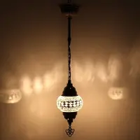 Halay Hanglamp - Mozaïek Lamp Oosterse Lamp Hoogte 53 cm Handgemaakt wit bruin