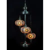 Halay Turkse staande lamp met 3 gekleurde mozaïekglazen bolletjes, handgemaakt, 100 cm hoog, in oosterse stijl