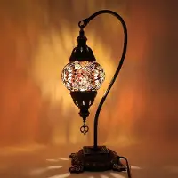 Halay Turkse mozaïeklamp - Handgemaakte tafellamp met voet – diameter 12 cm, hoogte 43 cm – Authentiek en kleurrijk