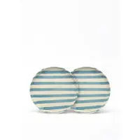 Vtwonen - Borden - Lunchbord - Strepen - Blauw - Set van 2 - Keramiek - 20cm