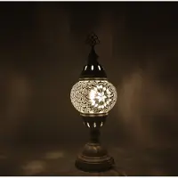 Halay Turkse Lamp - Wit Mozaïek Lamp - Tafellamp - Marokkaanse Lamp - Oosterse Lamp - Recht Hoog model - bol diameter Ø 12 cm - Hoogte 42 cm - Authentiek - Handmade - Kleurrijk -