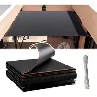 NaiZy canvas 2x5 m zonnezeil balkon zonder boren zonwerend tuindoek met 12 m touw & ogen, rechthoekig schaduwnet HDPE 150g/m² voor terrasbalkon