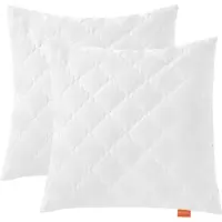 Sleepling 80 x 80 cm bamboe kussen set van 2, hoes 100% katoen gewatteerd met 100% viscose (bamboepulp), 700 gr. vulgewicht, Ökotex, wasbaar, wit
