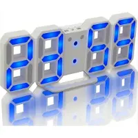 HomeShopXL Digitale LED Klok Wekker met Blauw Licht - op USB (incl.) - Tafelklok voor Slaapkamer - Game Kamer - 24 x 9,4 x 1,7 cm - W1005BL - met Temperatuur, Datum en AM en PM weergave