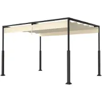 NaiZy Pergola Met Uitklapbaar Dak 3x4m Stabiele Tuinpergola Met Staalframe En Schuifdak 245cm Hoog UV-Beschermend Partyzelt Voor Balkon Terras Strand Beige