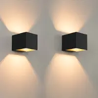 LUSENZ HOFTRONIC – Set van 2 wandlampen kubusvormig – Mat zwart aluminium – Dimbaar – G9 fitting – Up en down licht – IP20 – Binnengebruik