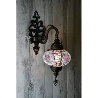 Halay Handgemaakte Turkse wandlamp multicolour paars Oosterse Mozaïek Marokkaanse lamp