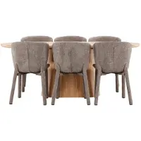 Ebuy24 Stjärnö eethoek tafel 90x200cm en 6 stoelen naturel, bruin.