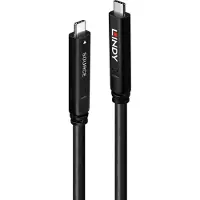 Lindy 43333 USB-kabel USB 3.2 Gen1 USB-C stekker, USB-C stekker 10.00 m Zwart