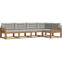 vidaXL Buiten bank set 5 st Naturel en lichtgrijs