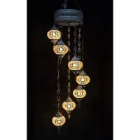 Halay Hanglamp multicolour wit glas mozaïek Oosterse lamp kroonluchter Crèmewit 7 bollen