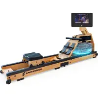 Sportstech AquaElite_OAK_V2_10 roeitrainer met water voor thuis, inklapbaar, LED-watertank, 10“ display met app, 360° draaibaar
