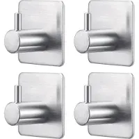 Jumada 's Handdoekhaak set - Zonder boren - Zelfklevend - Zilver - 4 stuks