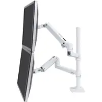 Ergotron Dubbele monitorarm LX 45-509-216, voor 2 monitoren tot 40", tot 20 kg, in hoogte verstelbaar, kantelen, zwenken &amp; zwenken, aluminium &amp; staal, wit