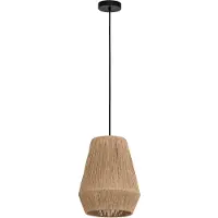 Eglo 43785 Alderney Hanglamp Staal Zwart/Textiel Natuur - 1 x E27