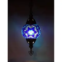 Halay Oosterse lamp - hanglamp blauw - 1 stuk - handgemaakt mozaïek glas met E-14 fitting
