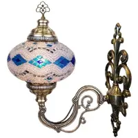 Halay Turkse wandlamp - handgemaakt mozaïek - sfeerverlichting - 1 stuk - aqua kleur