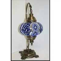 Halay Turkse tafellamp met een blauwe mozaïekbol van 12 cm – Handgemaakte, oosterse lamp voor sfeervol licht