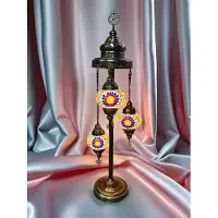 Halay Turkse staande lamp met 3 handgemaakte glazen bollen – Mozaïek nachtlamp, hoogte 90 cm – Oosterse verlichting