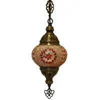 Halay Oosterse lamp - hanglamp van glasmozaïek - 1 stuk - oranje/geel met messing beslag (2023)
