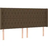 vidaXL Hoofdbord met randen 203x16x118/128 cm stof donkerbruin