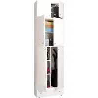 VCM Houten bezemkast | 6 vakken | Afmetingen: H. 240 x B. 70 x D. 39 cm | Huishoudelijke kast | Multifunctionele kast | Aansluiting met 2 deuren | Extra lade - Lona