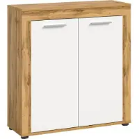 Ebuy24 Dressoir Jam - 80x35x88cm - 2 Deuren - Wotan Eik/wit