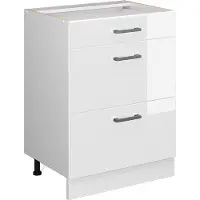 Vicco R-Line Keukenonderkast – 60 cm met laden, zonder werkblad Wit Hoogglans