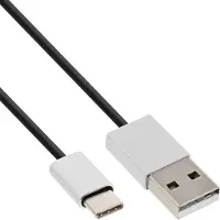 InLine USB 2.0 kabel, USB-C male naar A male, zwart/aluminium, flexibel, 1,5m