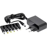 InLine Universele voedingsadapter 12V / 2A / 24W met 6 verwisselbare pluggen / zwart - 1,8 meter