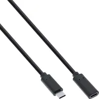 InLine USB 3.2 kabel, USB Type-C verlenging mannelijk/vrouwelijk, zwart, 1,0 m