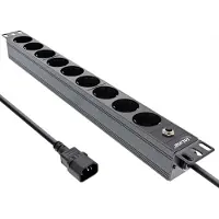 InLine 19'' stekkerdoos - IEC C14 - 9x CEE 7/3 - met overspanningsbeveiliging / zwart - 2 meter