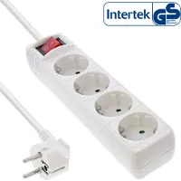 InLine Stekkerdoos met 4 contacten en schakelaar / wit - 3 meter