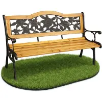 Akord Tuinbank ROSA / Buitenbank / Metaal en Hout / Zwart - Hout / Maximale Belasting 260 kg / 125 x 76,5 x 52 cm