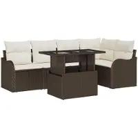vidaXL Tuinbank Set 6 st Bruin Poly Riet