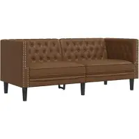 vidaXL 3-delige Loungeset Chesterfield-stijl kunstsuède bruin