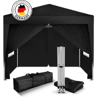 Kronenburg Vouwtent Partytent 2 x 2m, Kleur Zwart - 4 Zijelementen - Waterdicht Pavillon - UV-bescherming 50