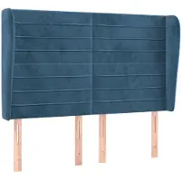 vidaXL Hoofdbord met randen 147x23x118/128 cm fluweel donkerblauw
