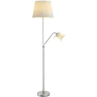 LINDBY Vloerlamp Nantwin, alu / grijs / zink, Woon-/ Eetkamer, Textiel / Stof / Zijde, Modern, vloerlamp