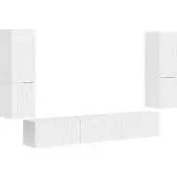 vidaXL Tv-meubelset 4 st Hoogglans wit Bewerkt hout