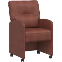 vidaXL Eetkamerstoelen met wielen 2 st Kunstleer Glanzend bruin