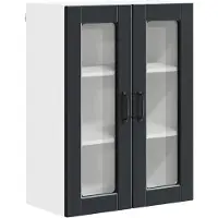 vidaXL Wandkast met glazen deuren, model PORTO, zwart, 60 x 31 x 80 cm, van houtvezel
