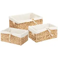 vidaXL Opbergmanden 3 pcs Naturel Waterhyacint