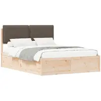 vidaXL Bedframe met Gevoerde Hoofdbord Taupe 140 x 200 cm