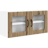 vidaXL Wandglas Kasten PORTO Artisan Eiken 80 x 31 x 40 cm