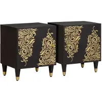 vidaXL Nachttafeltje met Deur 2 st Zwart 40 x 33 x 46 cm