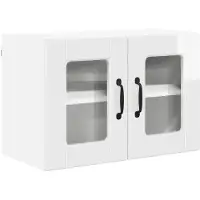 vidaXL Wandglas Kasten PORTO Hoogglans wit 60 x 31 x 40 cm